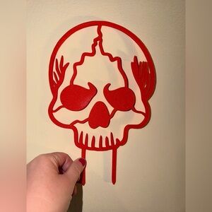 Skull red plant support trellis cute bright plant life